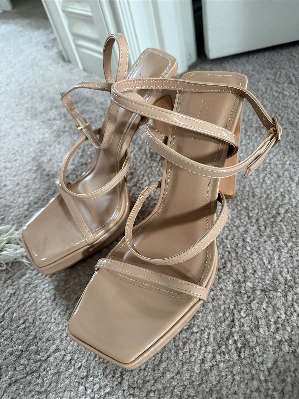 Forever 21 Nude Strappy Block Heel Sandals